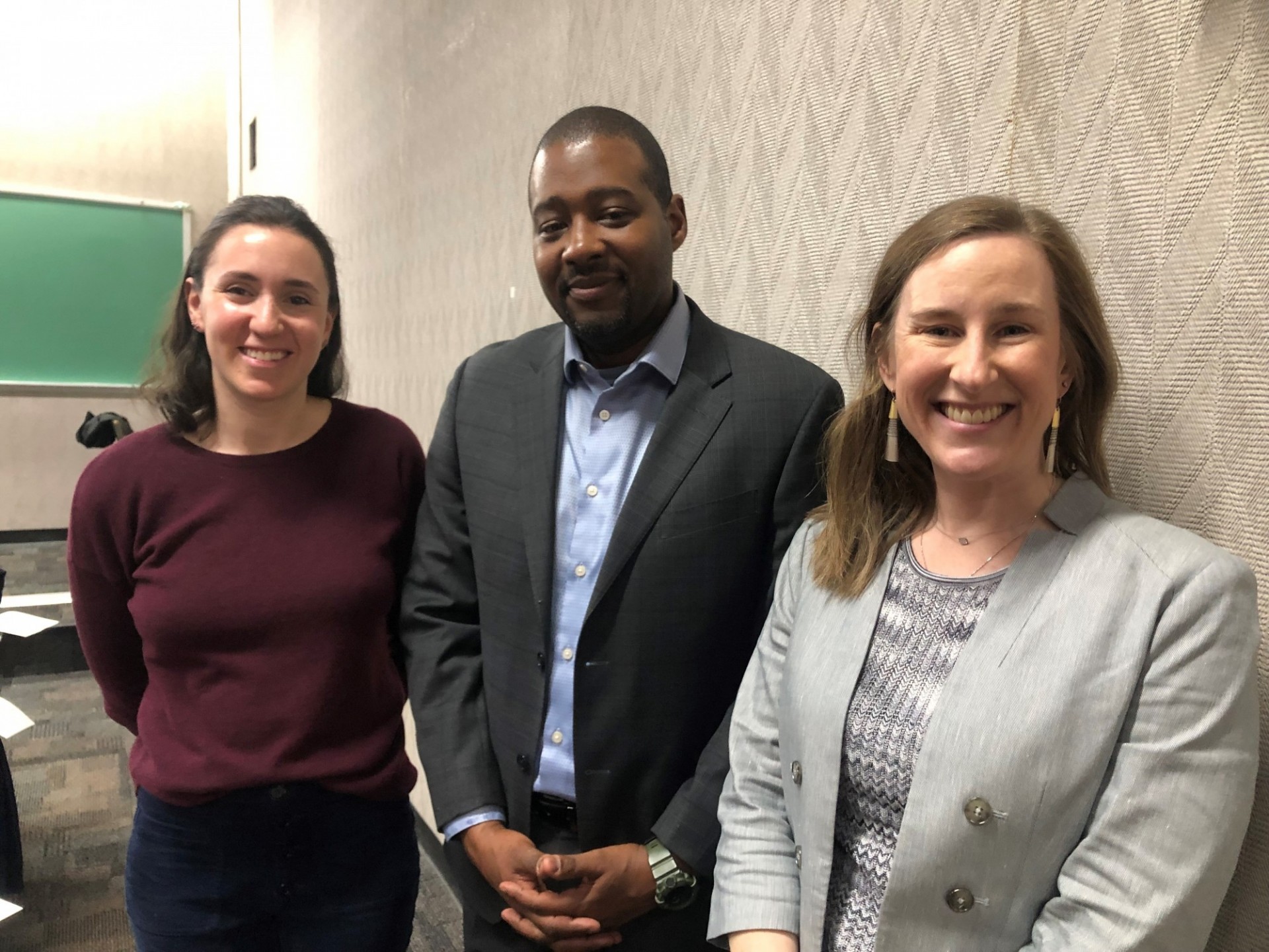 The Forum was spearheaded by CCNY graduate student Yael Amron (left), here with Lemard Mayes, Chief of Staff for NYS Assembly Member Inez Dickens, and Jessica Prata, Assistant Vice President of the Office of Sustainability at Columbia University.