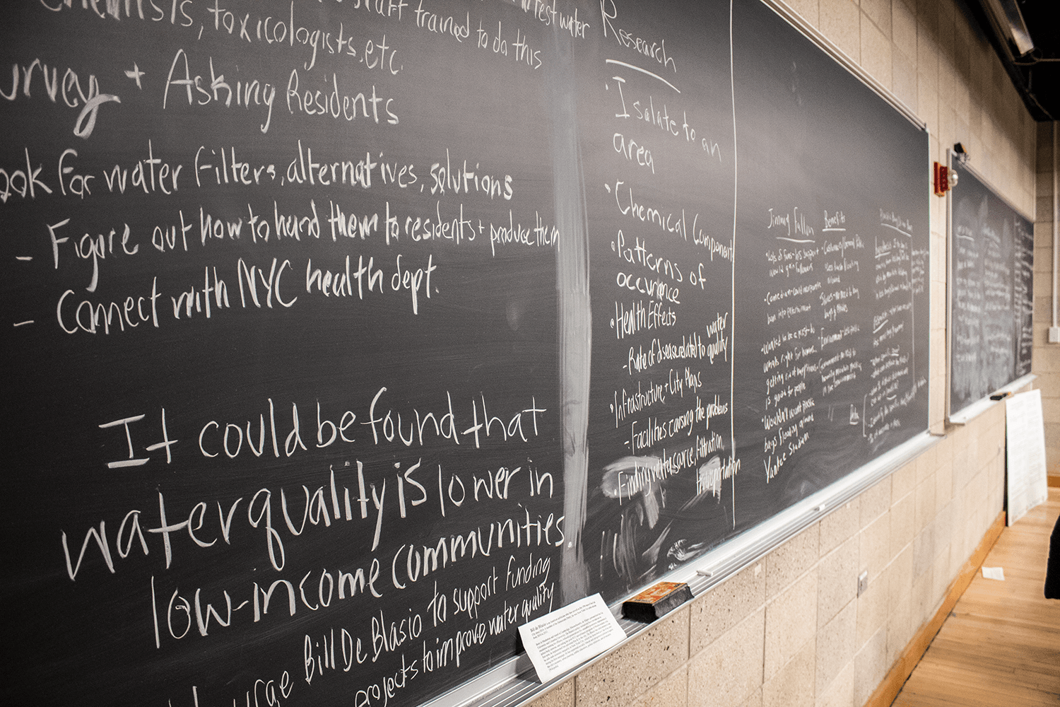 Chalk board with student ideas from the Summit