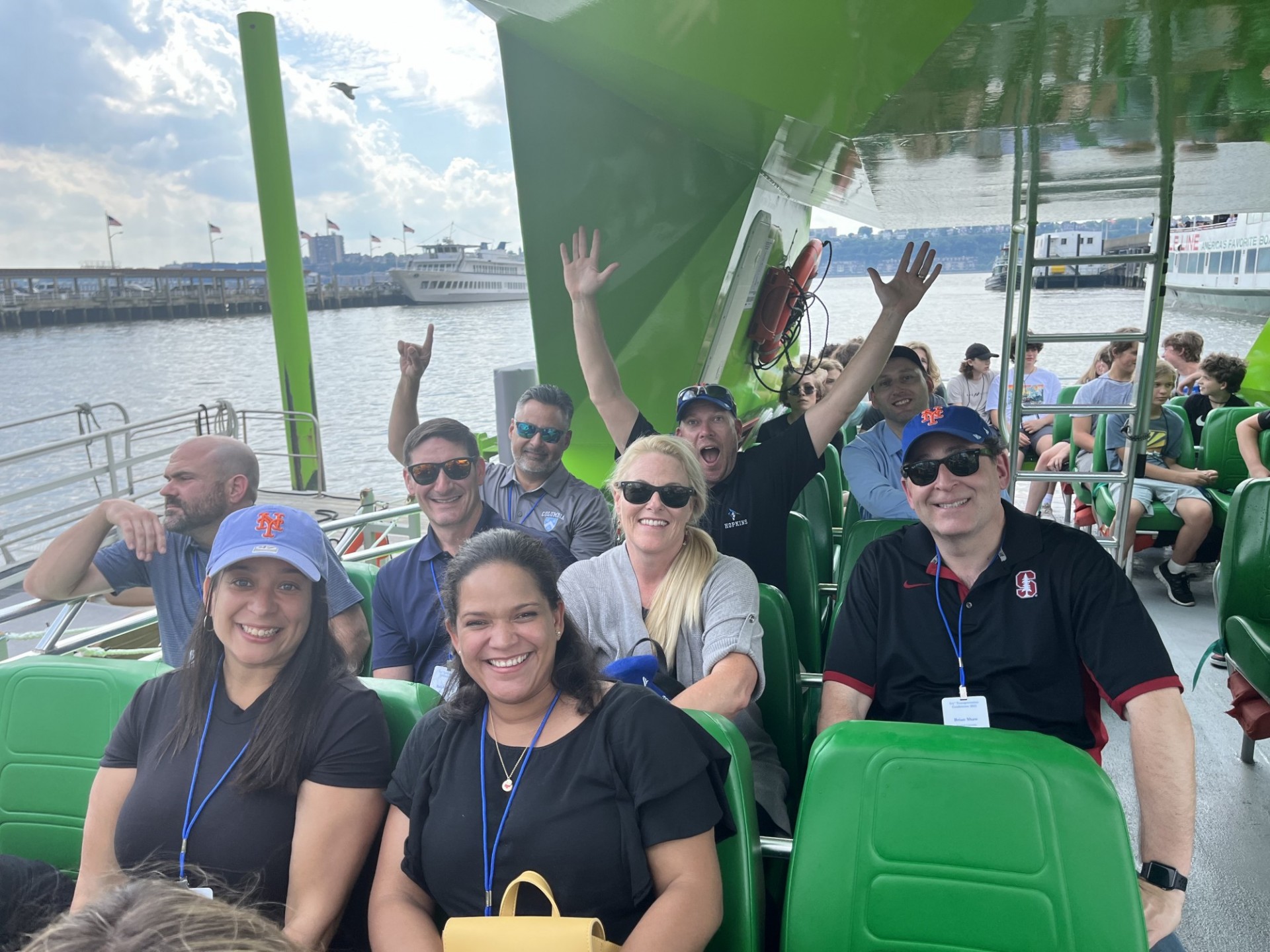 The group rides the Beast Boat, a green speedboat that operates in the Hudson River