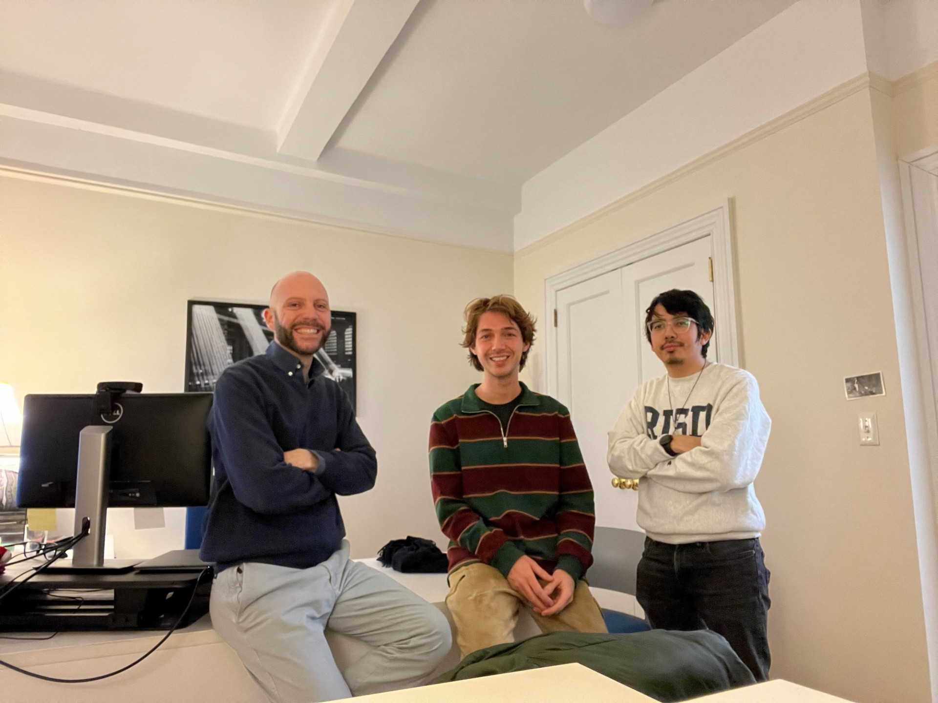 Daniel Allalemdjian (left) Director for Sustainability and Transportation in the Office of Sustainability, with Daniel Leal (middle) and Edgar Flores (right), undergraduate interns from the Sustainable Development program.