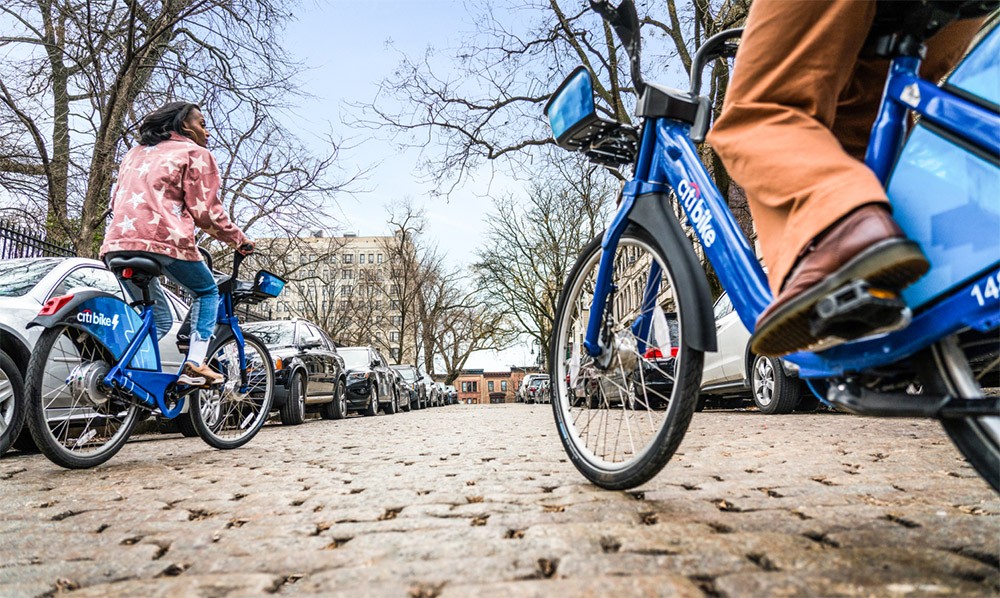 Citi Bike riders on a fall day