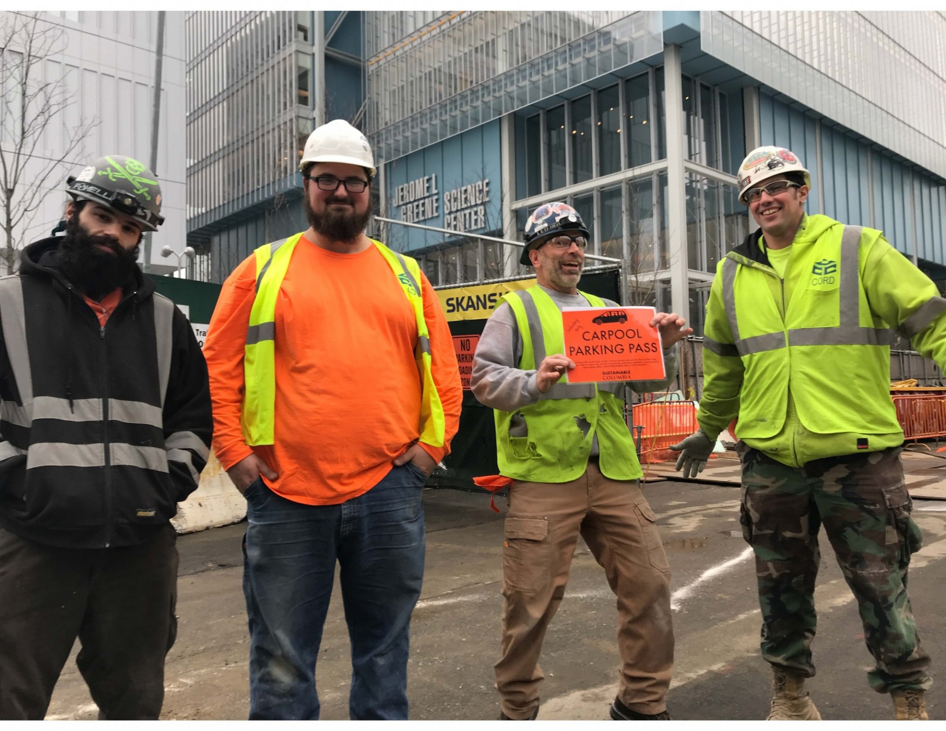 Group of construction workers who carpool to Manhattanville campus
