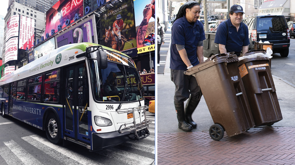 Bus and bins