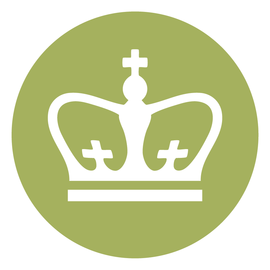 Columbia signature crown logo in a green circle representing Sustainable Columbia