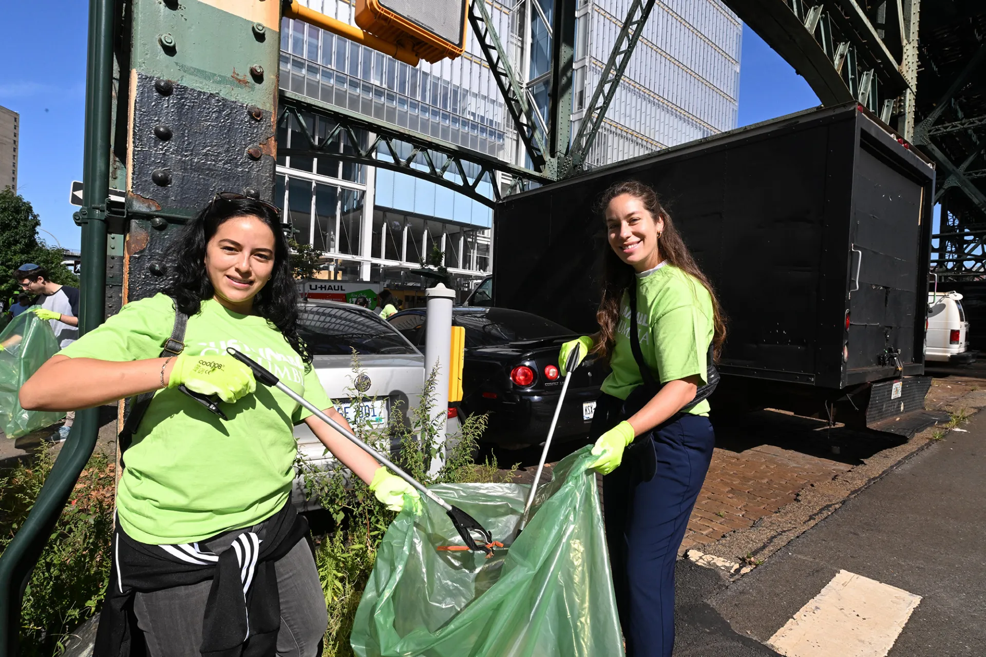 Forum team members help pick up trash