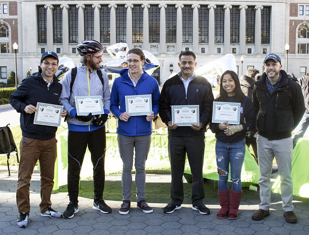 Sustainable commuters were celebrated at the 2nd Annual Bike Champions Recognition Breakfast on October 25, 2018 on College Walk at the Morningside campus. Sustainable commuters were celebrated at the 2nd Annual Bike Champions Recognition Breakfast on October 25, 2018 on College Walk at the Morningside campus.