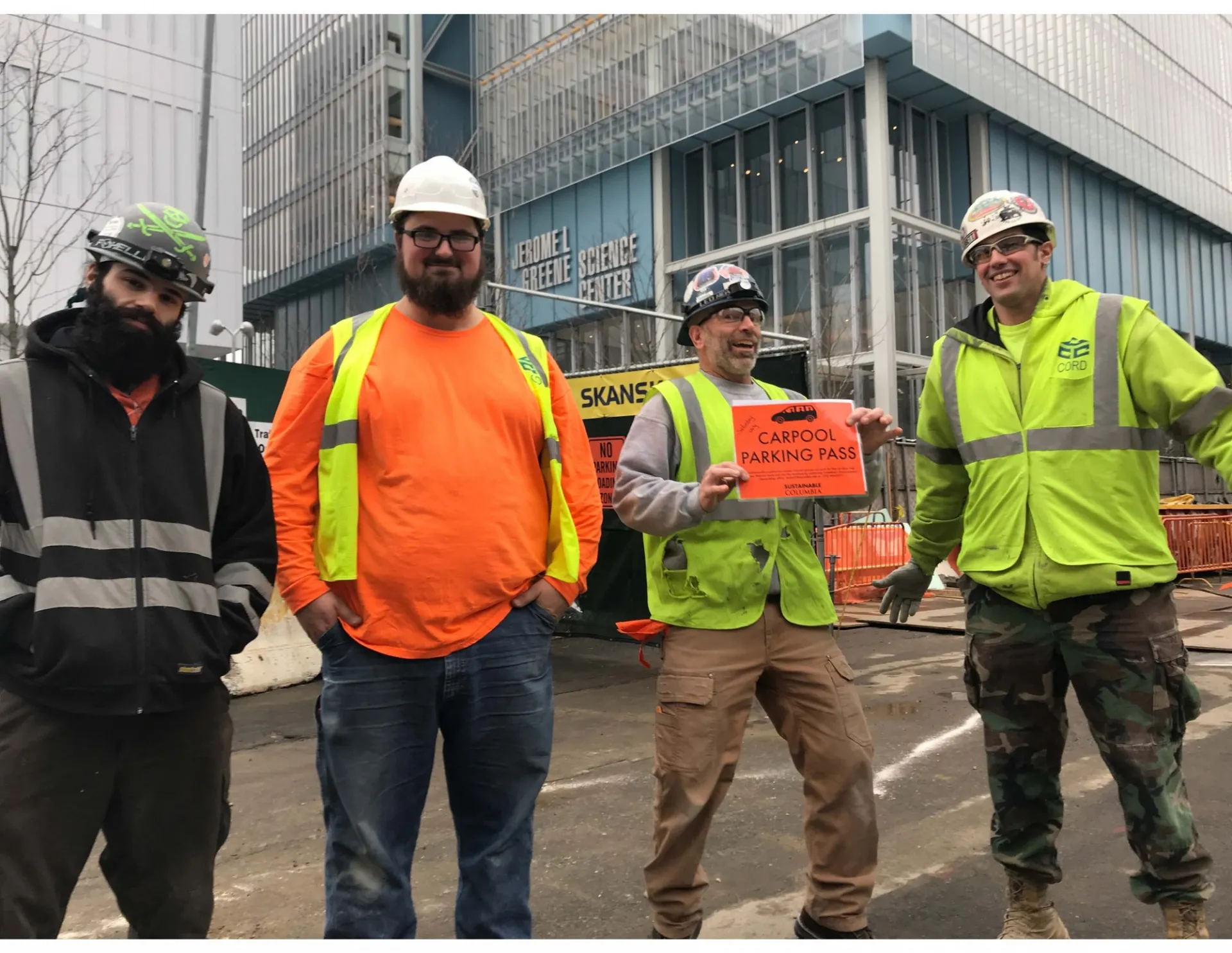 Group of construction workers who carpool to Manhattanville campus