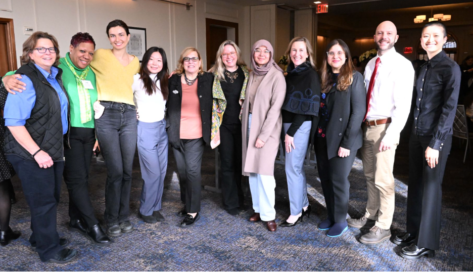 The Sustainable Columbia and Columbia Dining team with faculty and students from the Undergraduate Sustainable Development program. (Left to right: Helen Bielak, Janice Erskine, Andreea Diaconu, Angela Ahn, Vicki Dunn, Professor Jenna Lawrence, Alin Risfenti, Jessica Prata, Samreen Afzal, Dan Allalemdjian and Sherrye Ye. The Sustainable Columbia and Columbia Dining team with faculty and students from the Undergraduate Sustainable Development program. (Left to right: Helen Bielak, Janice Erskine, Andreea Diaconu, Angela Ahn, Vicki Dunn, Professor Jenna Lawrence, Alin Risfenti, Jessica Prata, Samreen Afzal, Dan Allalemdjian and Sherrye Ye.