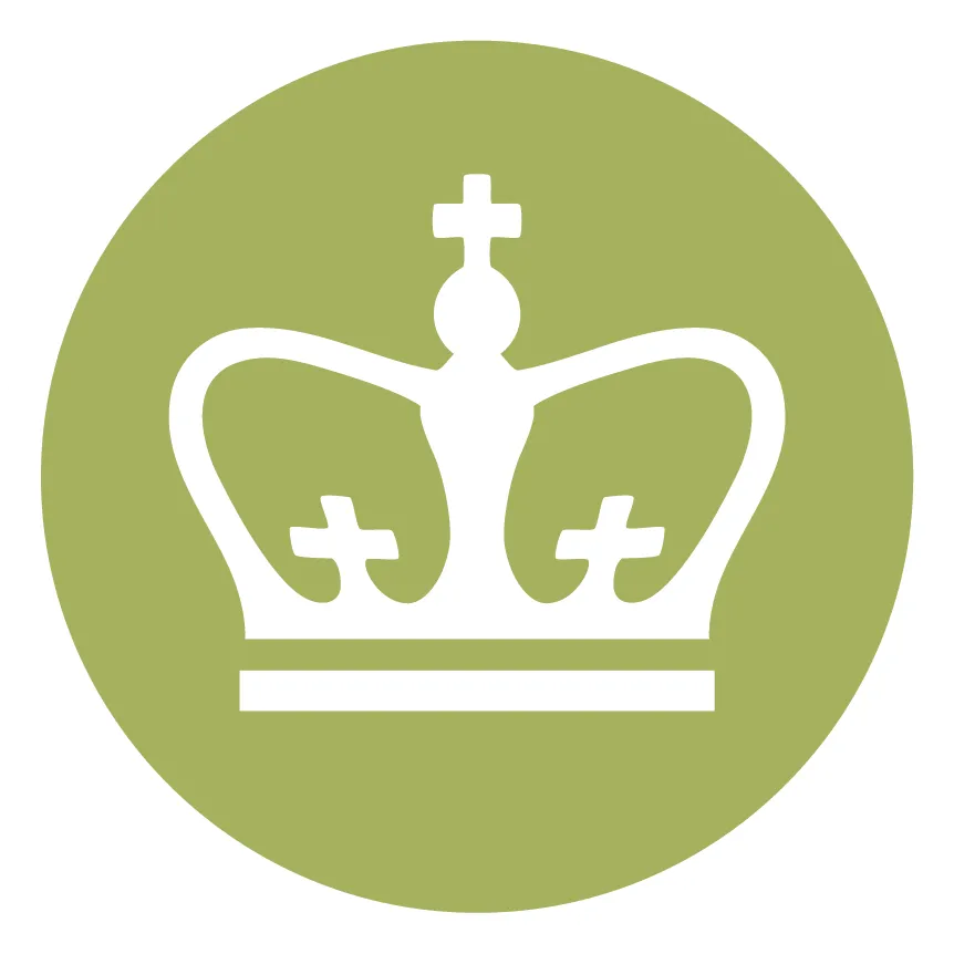 Columbia signature crown logo in a green circle representing Sustainable Columbia