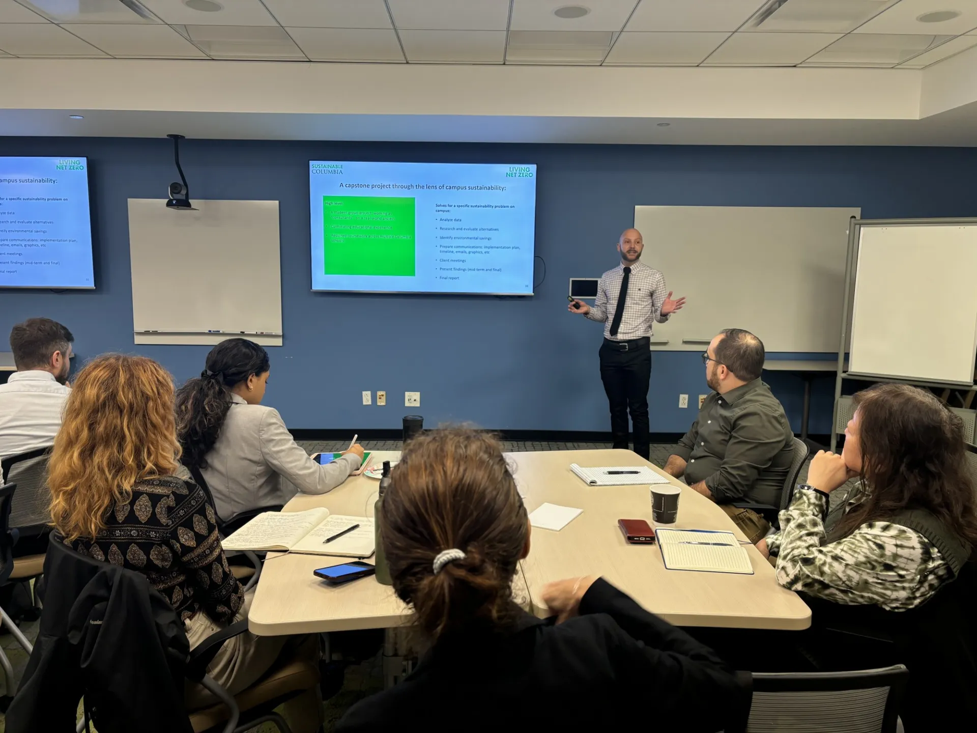 Daniel Allalemdjian explained how capstones can help schools and departments make progress on Plan 2030 goals while supporting students on research and learning opportunities.