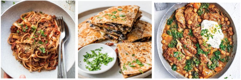 Three plant-based dishes served at Columbia